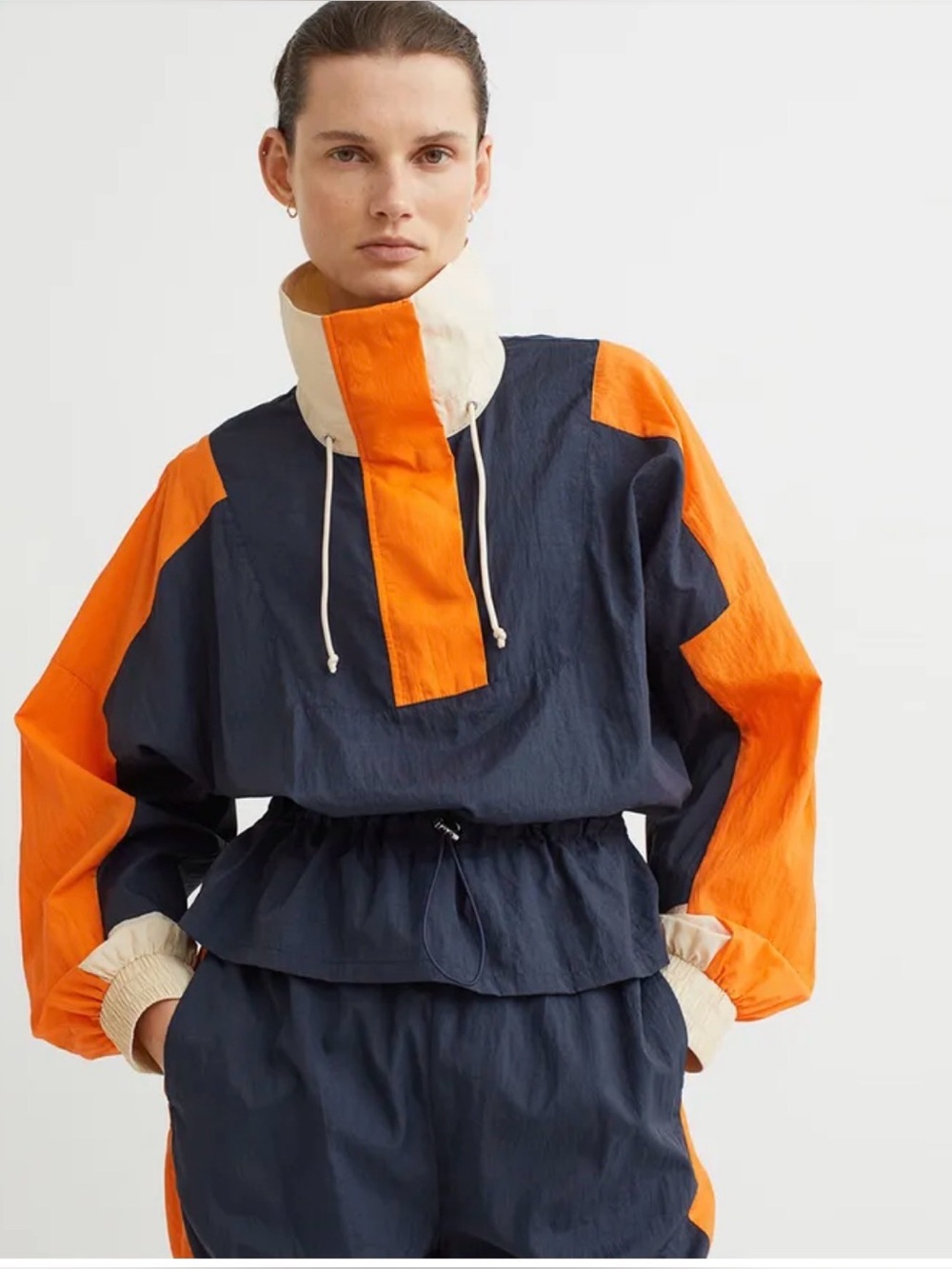 H&M Navy Blue and Orange Track Jacket